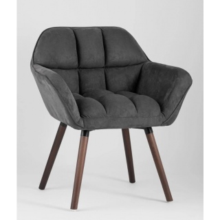 Кресло Брайан темно серый на деревянных ножках