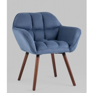 Кресло Брайан глубокий синий на деревянных ножках