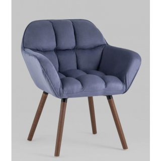 Кресло Брайан синий на деревянных ножках