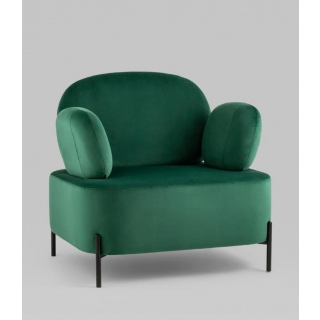 Кресло Кэнди с подлокотниками низкое велюр зелёный
