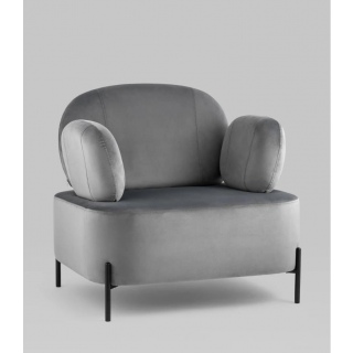 Кресло Кэнди с подлокотниками низкое велюр серый