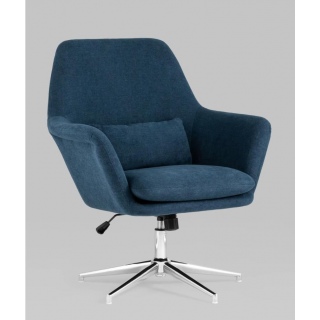 Кресло мягкое Рон синий крутящиеся на одной ножке