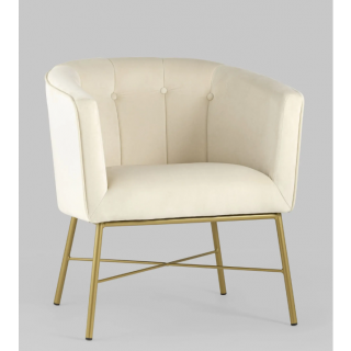 Кресло  Шале велюр бежевый на золотых ножках