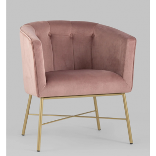 Кресло  Шале велюр розовый на золотых ножках