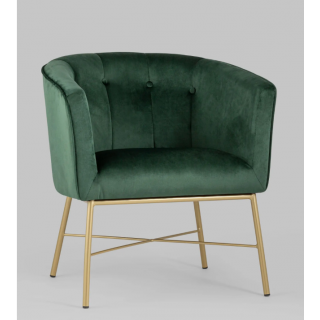 Кресло  Шале велюр зеленый на золотых ножках