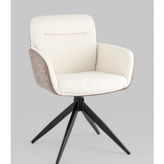 Стул Waldo молочный c бежевой экокожей